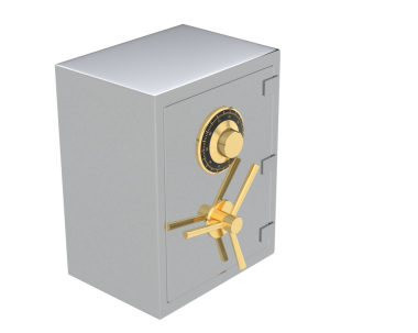 Kilitli bir kasanın 3 boyutlu çizimi