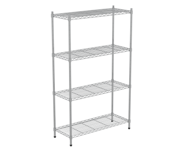 Beyaz arkaplanda izole edilmiş boş bir rafın 3 boyutlu görüntüsü