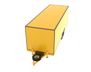 Beyaz arka planda sarı kargo kamyonu 3 boyutlu illüstrasyon