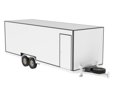 Siyah arka planda beyaz bir kamyonun 3 boyutlu görüntüsü