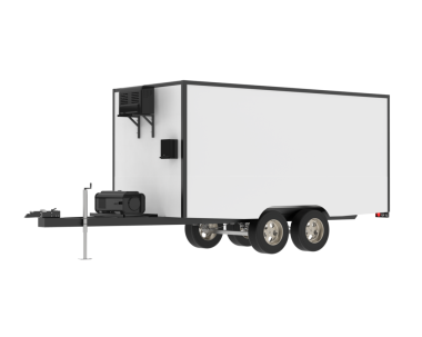 Beyaz arka planda izole edilmiş beyaz karavan. 3d oluşturma