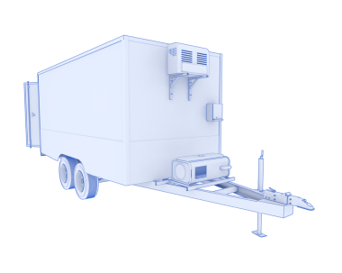 Beyaz arkaplanda 3 boyutlu bir römork canlandırması