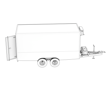 Siyah arka planda izole edilmiş, yansıtıcı bir kamyonun 3 boyutlu görüntüsü