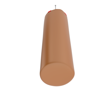 Beyaz üzerine izole edilmiş 3 boyutlu kırmızı sosisli bir çizgi film.