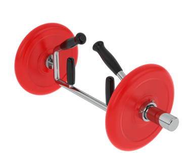 3 boyutlu kırmızı ve siyah spor aletleri ve bir zil.