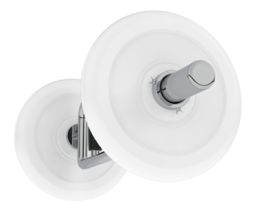 Reklam ve marka için boş etiketli beyaz ve siyah yuvarlak düğme. kırpma yolu ile beyaz arkaplanda izole.