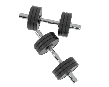 Beyaz arkaplanda 3 boyutlu dambıl oluşturma