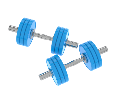 Beyaz arkaplanda iki dambıl var.