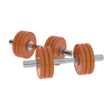 Beyaz arka planda kırmızı halterli dambıl.