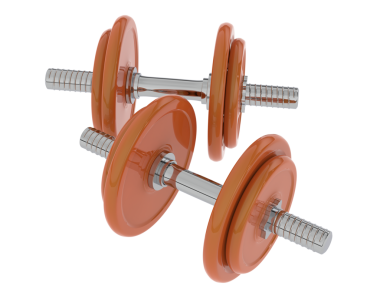 Bir dambılın 3 boyutlu görüntüsü beyaz üzerine