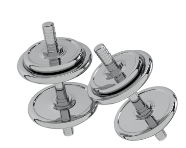 Beyaz arkaplandaki 3 boyutlu metal cıvatalar