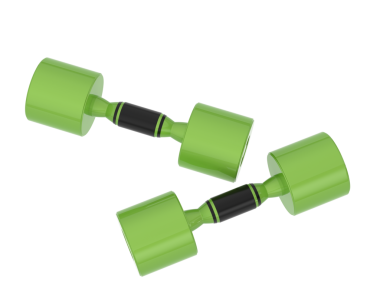 Siyah arka planı olan yeşil bir spor salonunun 3 boyutlu görüntüsü..