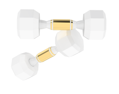 Ağırlıklı halterler. Gri arka planda izole edilmiş. 3 boyutlu resimleme.
