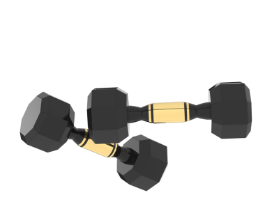 Beyaz arkaplanda siyah beyaz bir dambılın 3 boyutlu görüntüsü.