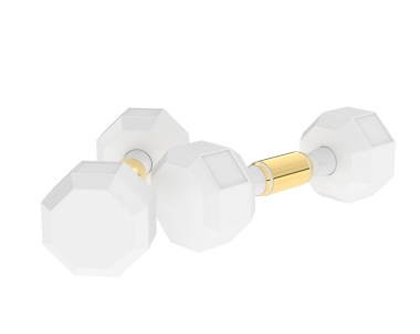 Beyaz arkaplanda izole edilmiş beyaz bir dambıl 3 boyutlu görüntüleme