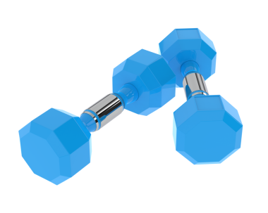 mavi dambıl simgesi beyaza izole edildi