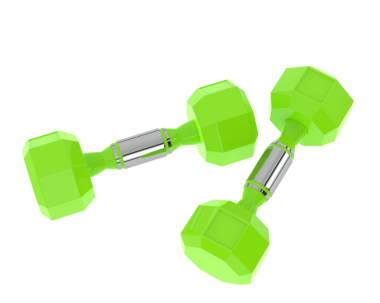 Beyaz arkaplanda yeşil halterin 3 boyutlu görüntüsü