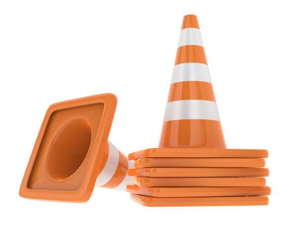 Turuncu trafik konisi simgesi. Beyaz arkaplanda izole edilmiş web tasarımı için turuncu trafik koni vektör simgesi çizgi filmi