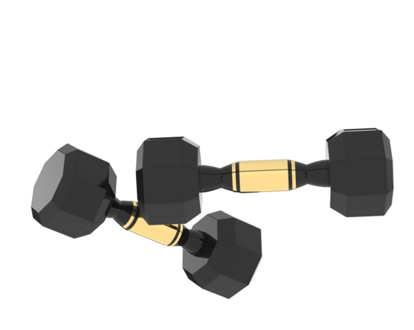 Beyaz arkaplanda siyah beyaz bir dambılın 3 boyutlu görüntüsü.