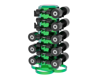 Yeşil bir oyuncak arabanın 3 boyutlu resmi