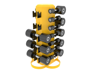Sarı kablo gri arka planda izole edildi. 3d illüstrasyon