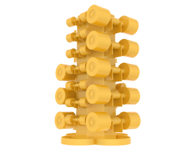 Oyuncak sarısı ve altın oyuncağın 3 boyutlu görüntüsü. beyaz arkaplanda izole.
