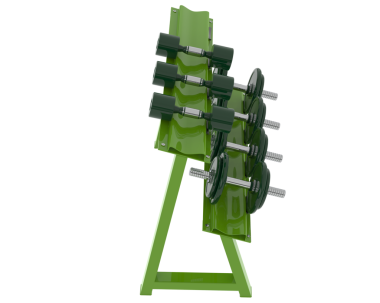 Yeşil bir yatağın 3 boyutlu görüntüsü, beyaz arka grupta izole edilmiş.