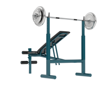 Halterli jimnastik masası. Beyaz bir arka planda izole edilmiş. Sağlıklı bir yaşam tarzının 3 boyutlu çizimi.