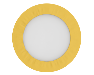 Yuvarlak altın çerçeve, beyaz üzerine gölge.