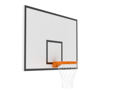 Basketbol potası ve top. 3d illüstrasyon
