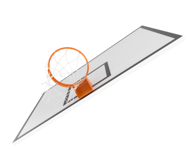 Basketbol topu ve ağ. 3d illüstrasyon.