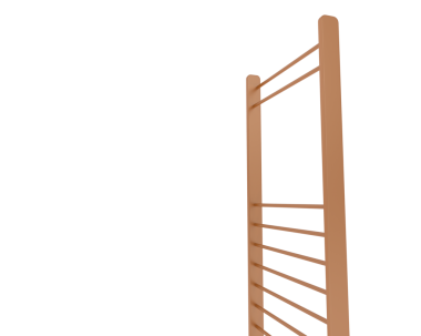 Tahta merdiven, beyaz arkaplanda izole edilmiş. 3 boyutlu.