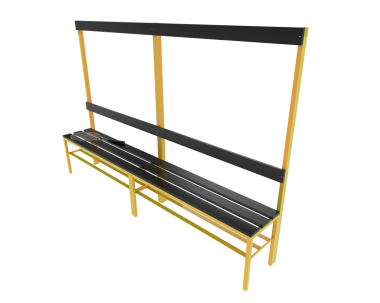 Siyah arka planda izole edilmiş 3 boyutlu ahşap bir yatak.