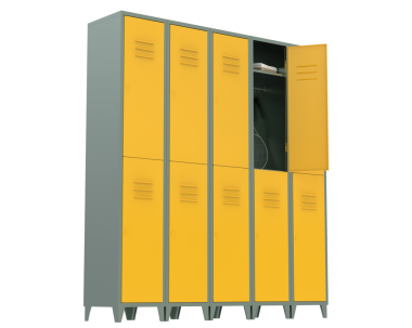Gri arkaplanda modern sunucu rafı izole edildi. 3D görüntüleme - illüstrasyon