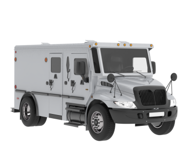 Beyaz arka planda siyah römorklu gerçekçi beyaz araba. 3d oluşturma.