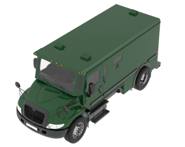 Beyaz arkaplanda yeşil kamyon