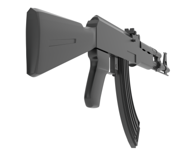 3D hareket halindeki silah görüntüsü beyaz arkaplanda izole edildi