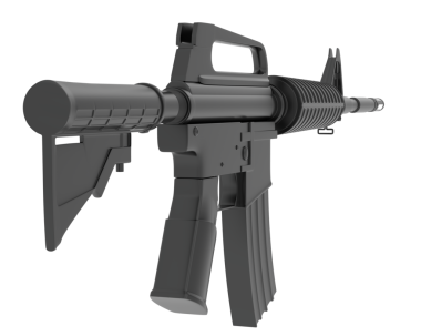 Beyaz arka planda izole edilmiş 3 boyutlu bir tüfek.