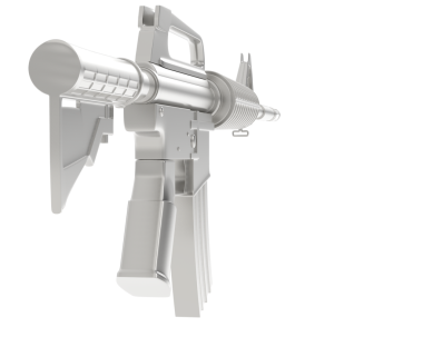 Beyaz arka planda izole edilmiş 3 boyutlu bir tüfek.