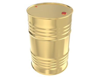 Beyaz arkaplanlı 3 boyutlu altın fıçı.