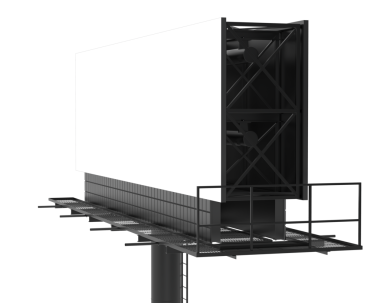 Siyah arka planda boş ilan panosu. Reklam afişi. Beyaz üzerine izole edilmiş. 3d oluşturma