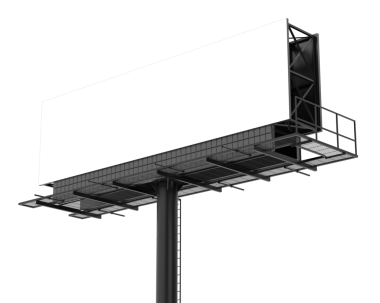 Beyaz izole edilmiş arka planda boş reklam panolarının 3 boyutlu görüntülenmesi