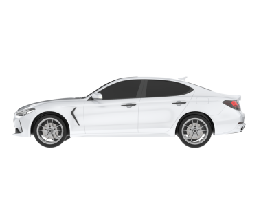 Beyaz arka planda beyaz araba yan görünümü