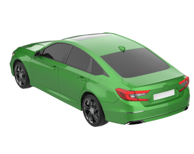 Beyaz arka plan üzerinde izole yeşil modern araba.