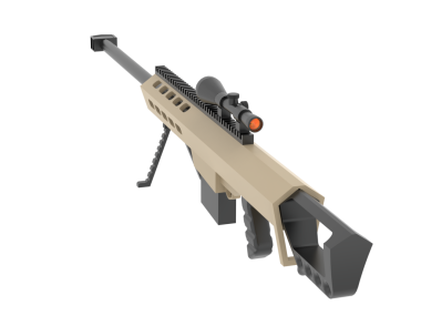 Beyaz üzerine izole edilmiş bir tüfeğin üç boyutlu çizimi