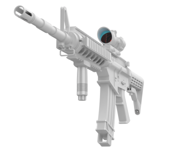 Siyah arka planı olan 3 boyutlu bir tüfek.