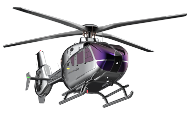 Beyaz arkaplanda 3 boyutlu mor bir helikopter görüntüsü