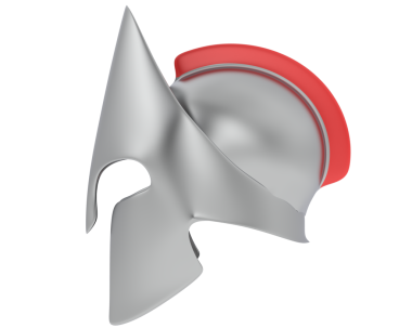 Beyaz arka planda izole edilmiş beyaz bir miğferin 3 boyutlu görüntüsü