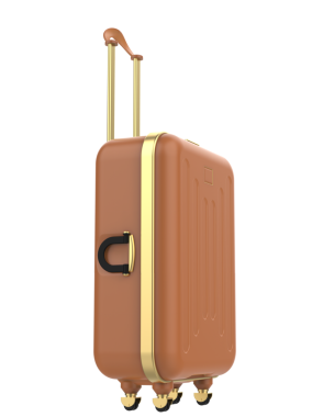 Kahverengi deri bavul ve beyaz arka planda altın bir zincir. 3 Boyutlu Hazırlama.