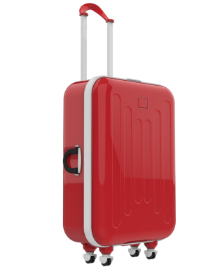 kırmızı bavul beyaz arkaplanda izole edildi.